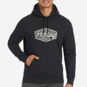 HURLEY Mens Hoodie Size Large Black Casual Surf Logo Pullover